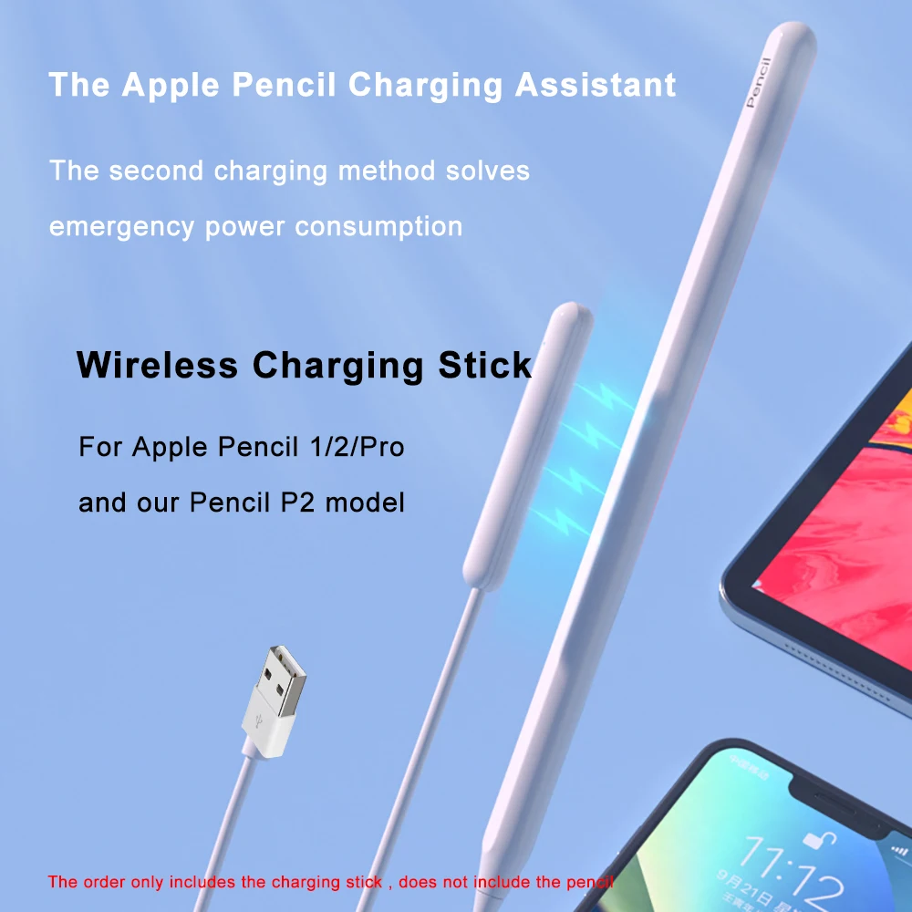 Palo de carga inalámbrico para Apple Pencil 1/ 2/Pro, nuevo cargador de pluma de escritura a mano, varilla de carga absorbente magnética
