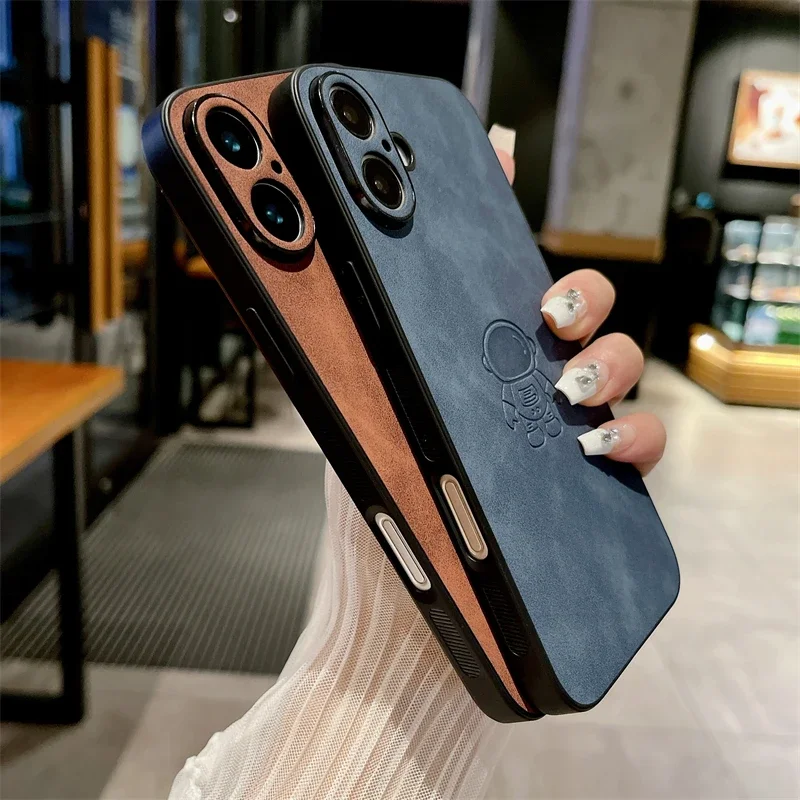 Funda de cuero de astronauta PU Retro para iPhone, carcasa trasera a prueba de golpes, moda, 16, 15, 14, 13, 12, 11 Pro Max, 16 Pro, 15 Plus - imagen 4