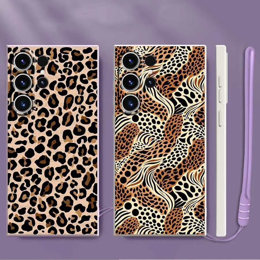 Funda con estampado de leopardo para Samsung Galaxy S24 FE Note 20 10 Ultra S25 Edge S23 S22 Ultra S20 S21 Plus, funda suave