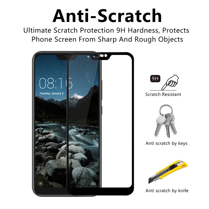 3 uds vidrio templado para Xiaomi Mi 8 SE A2 Lite A1 Poco X3 NFC M3 F2 Pro Protector de pantalla para Xiaomi Mi 10T Pro 10 Lite 9 SE 9T - imagen 3