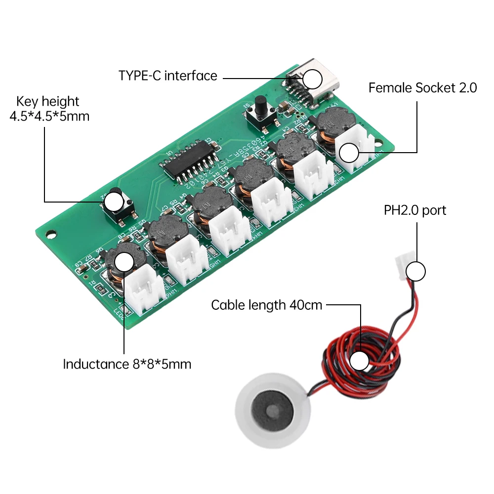 Módulo humidificador de pulverización DC5V 6, tablero de Control de atomización, atomizador ultrasónico DIY, interfaz tipo C, módulos de temperatura y humedad - imagen 3