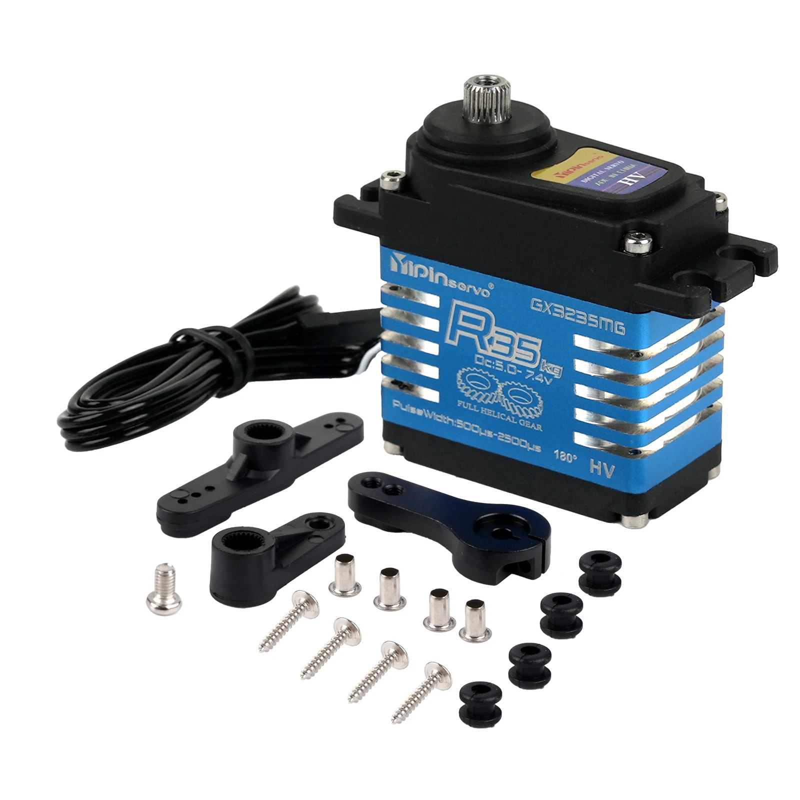 Servo Digital impermeable de alto par, 35KG, IP68, 180/270/357/360 grados, Servo de engranaje de acero para 1:8 1:10 TRX6 Scx10 RC Crawler, 2 uds. - imagen 2