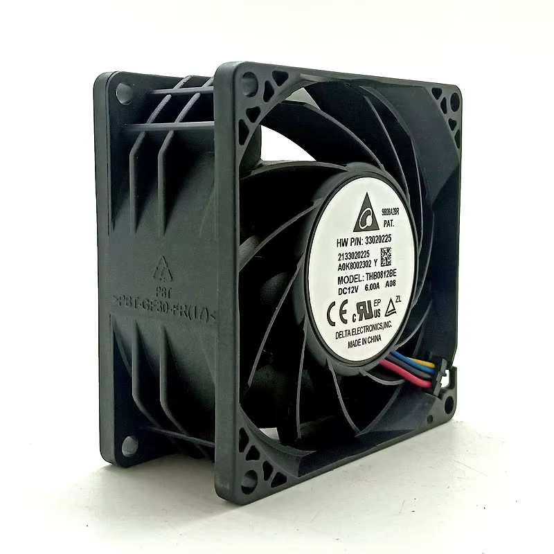THB0812BE DC 12V flujo de aire de alta velocidad CFM potente ventilador de refrigeración, rodamiento de bolas doble de 80X80X38mm para enfriador GPU de minero