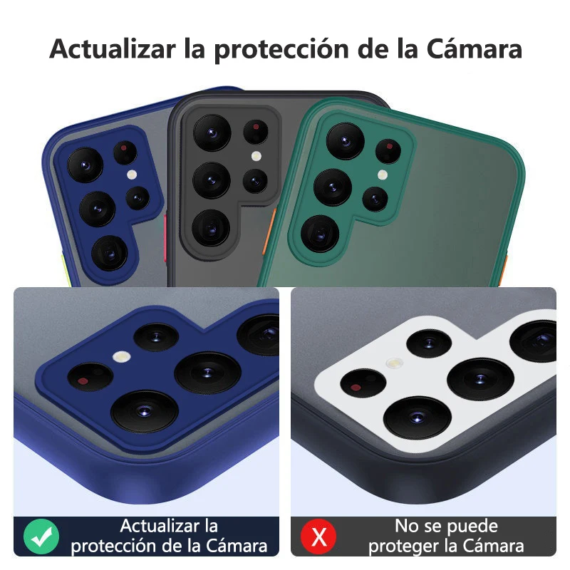 Funda de teléfono mate para Samsung Galaxy S24 S23 S22 S21 Ultra Plus A54 A34 5G Protector de lente de cámara cubierta completa suave accesorio - imagen 2
