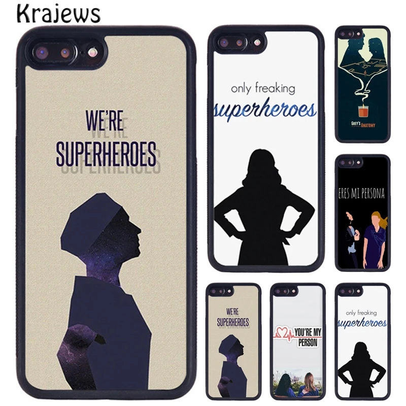 Krajews GREY'S ANATOMY SUPERHEROES CITOS Funda de teléfono para iPhone 17 Air 16 15 14 11 12 13 Pro MAX Plus funda coque