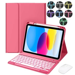 Funda con teclado para iPad A16 2025, teclado retroiluminado para iPad 11. a 10 a generación, Funda para tableta con soporte de 11 pulgadas y 10,9 pulgadas