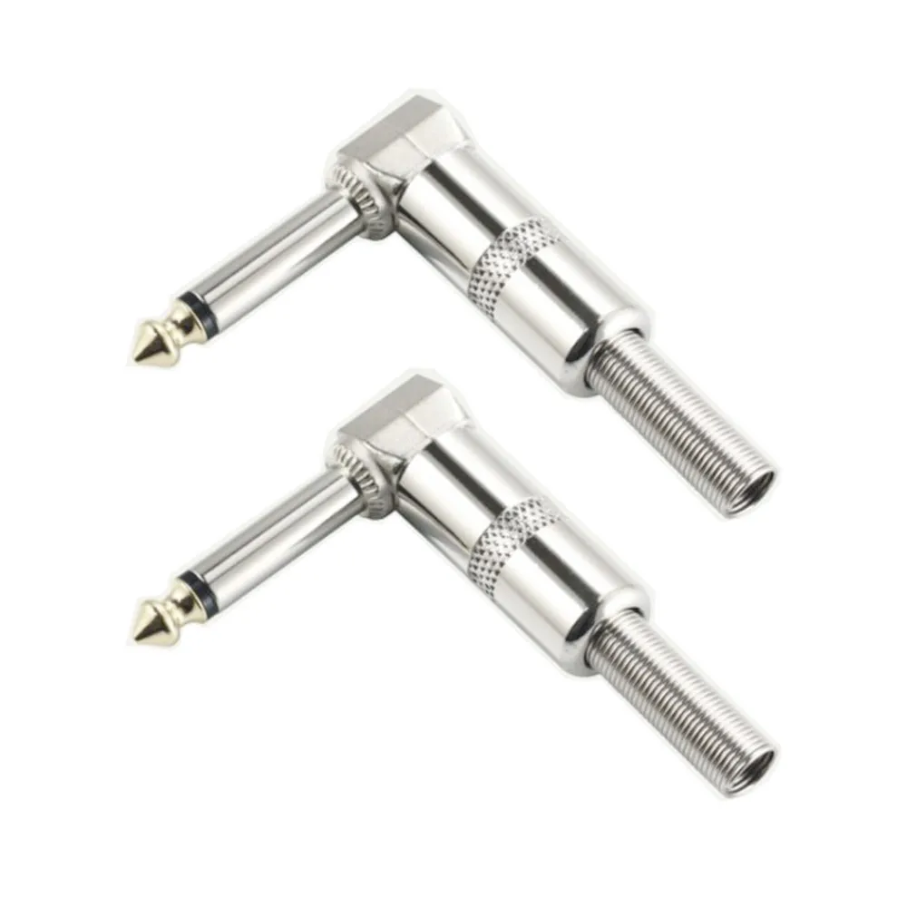 Lote de 2 uds., ángulo recto de 6,35mm, micrófono grande de 2 núcleos, altavoz de guitarra, codo de sonido único Hexagonal, conector de Audio hembra con enchufe 6,5