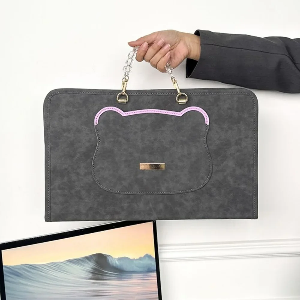 Bolso para ordenador portátil de 13/14/15,6 pulgadas para Macbook Air Pro, funda para portátil, bolsa para tableta para ASUS HP DELL Little Bear, rosa, verde y gris - imagen 2