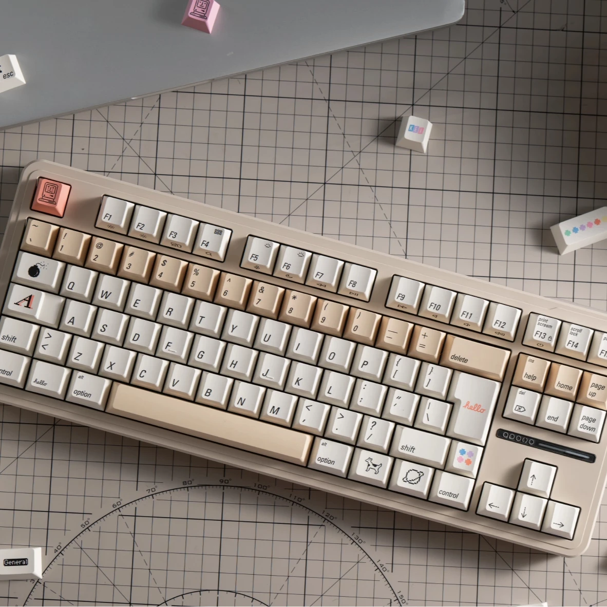 Ciencia del teclado | Juego de teclas con tema de Color Mac, teclas personalizadas originales hechas a mano con perfil de cereza PBT y ABS para teclado mecánico - imagen 2