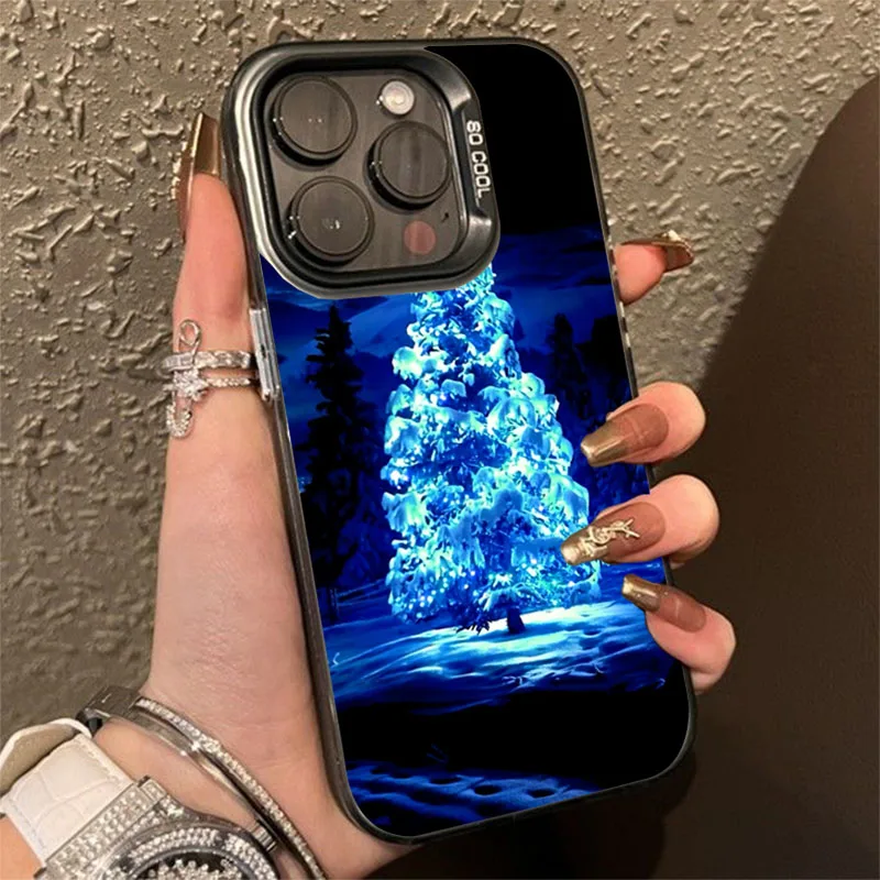 Funda de teléfono IMD electrochapada de alce y árbol de Navidad para Xiaomi Redmi 14C 13 12 Redmi Note 14 13 12 11 10 Pro Plus 12S 11S cubierta dura - imagen 3