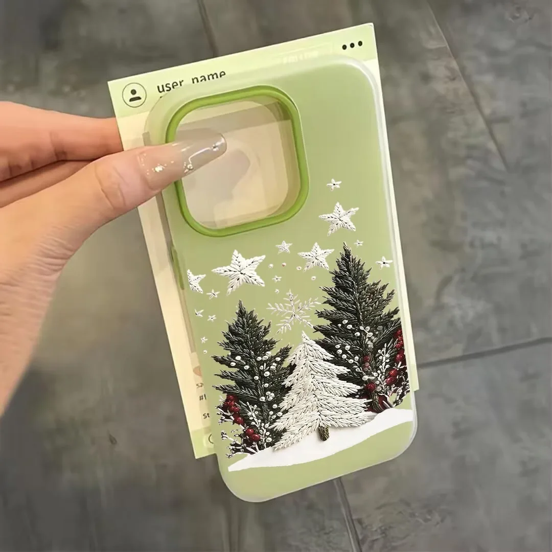 Funda de teléfono verde con árbol de Navidad y caramelo para VIVO V60 Lite V50 V40 Lite Y400 Pro 5G Y31 Y19S Y100 Y03 Y18 mate 2 en 1 cubierta de gelatina