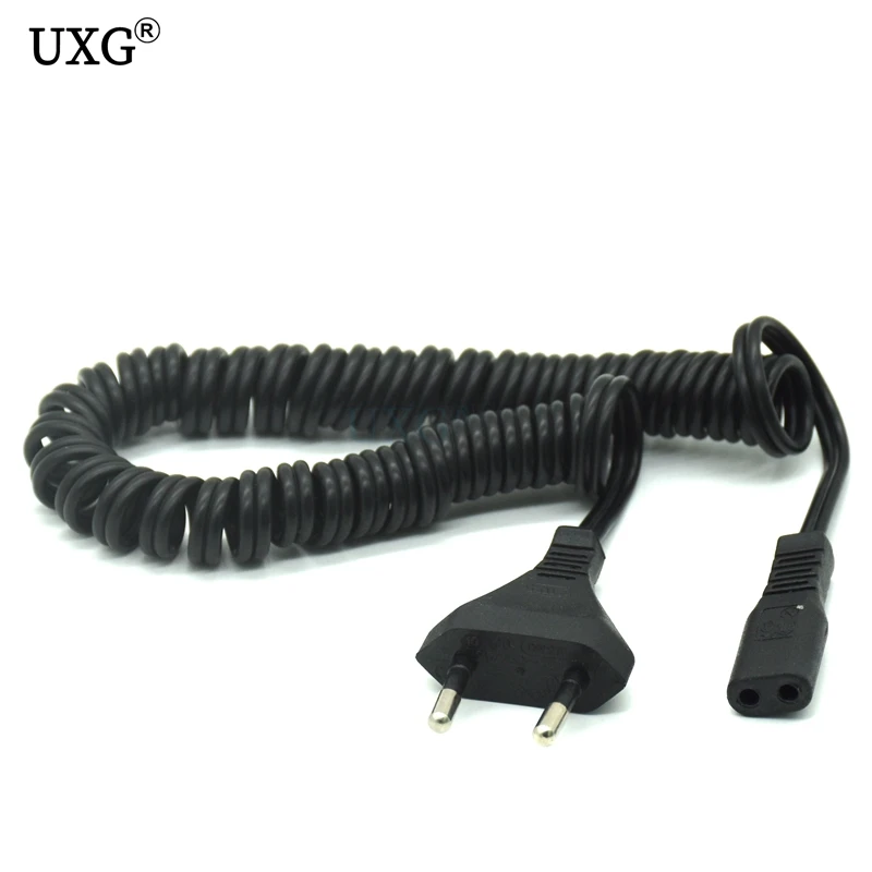 Cable de alimentación de la UE, conector de 2 pines de CA, conector de resorte de la UE, apto para cámaras, impresoras y portátiles, Figura 8 C7, 1m - imagen 3