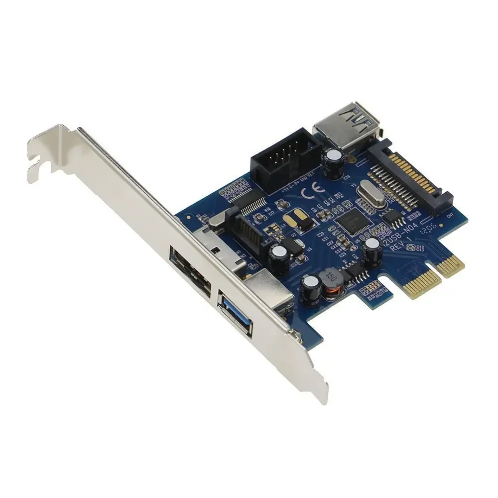 Puerto USB3.0 externo, puerto eSATA de alimentación, USB interno 3,0 de 9 pines, tarjeta PCIe con toma de corriente SATA de 15 pines (NEC / Renesas uP