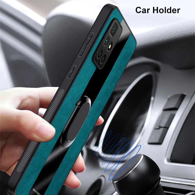 Funda de cuero con soporte de anillo para Xiaomi Redmi 10 4G Note 10S 10 Pro, funda de silicona magnética de lujo para Redmi Note 10 10T - imagen 3