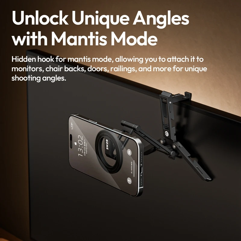 Ulanzi SK29 soporte plegable para teléfono magnético/abrazadera para teléfono para Vlog Live Selfie Stick soporte de escritorio trípode 360 °   rotación - imagen 5