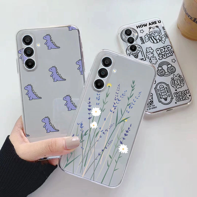 Funda transparente para Samsung Galaxy M35 5G, funda con dibujos de flores, TPU suave, Fundas a prueba de golpes para Samsung M 35, funda de mariposa