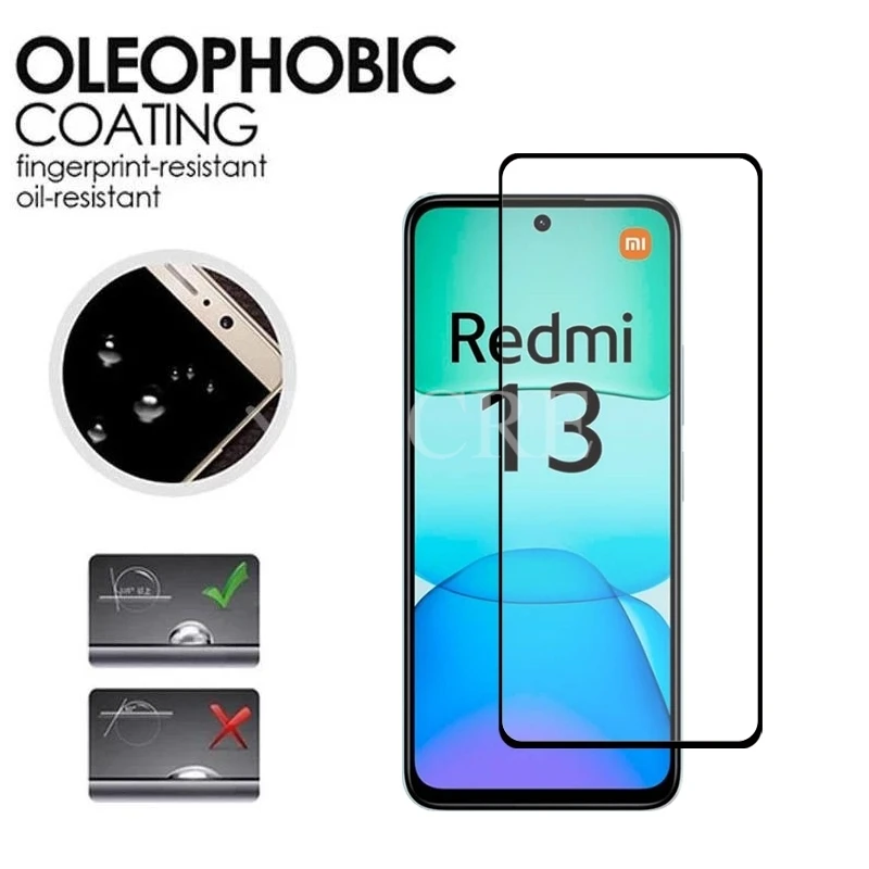 4 Uds para Xiaomi Redmi 13 vidrio Redmi 13 vidrio templado HD Flim pegamento completo Protector de pantalla de teléfono película Redmi 13 4G vidrio - imagen 2