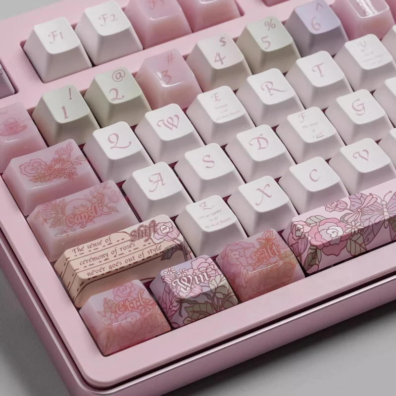 Fancce Ballet of Time Keycaps personalizado PBT cereza perfil transparente Keycap lindo Rosa dibujos animados Anime punto teclas para jugadores - imagen 5