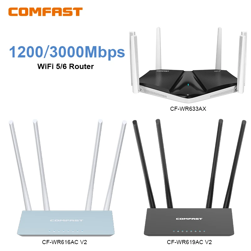 COMFAST AC1200/AX3000 enrutador Wifi de malla 5G MU-MIMO cobertura Wi-Fi Gigabit completa 6 antenas amplificador extensor de red para el hogar