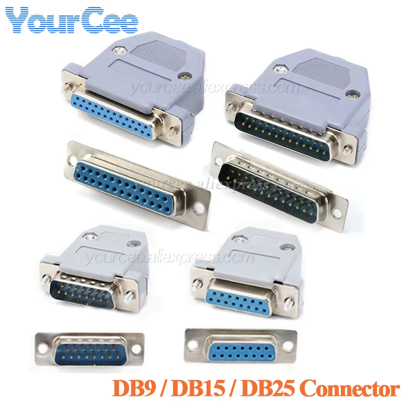 Conector de soldadura DB25 de 25 pines DB15 15 pines DB9 9P macho hembra adaptador de enchufe de soldadura Cable de datos carcasa de plástico 2 uds/1 ud. - imagen 2
