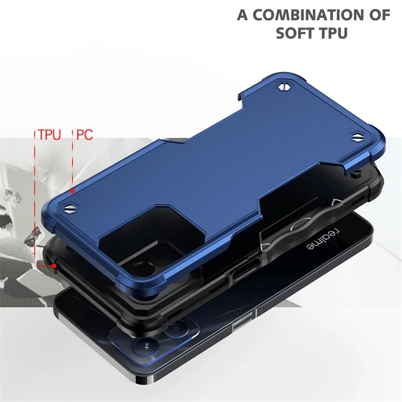Armadura de bandera militar, funda de teléfono a prueba de golpes para Realme C35, marco de TPU de 6,6 pulgadas, cubierta trasera de protección de lente de cámara de plástico duro - imagen 3