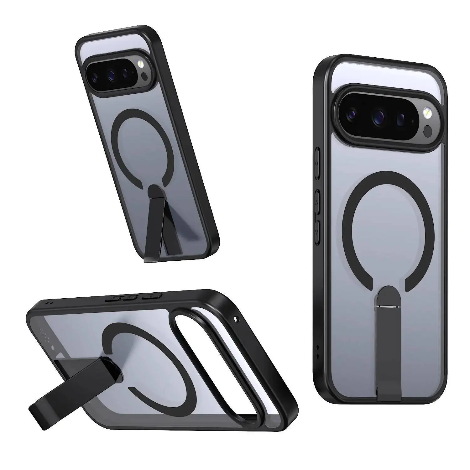 Funda de teléfono con armadura magnética y soporte plegable de lujo para Google Pixel 10 9 Pro 10XL 9XL 9A, funda protectora híbrida para pc a prueba de golpes - imagen 2