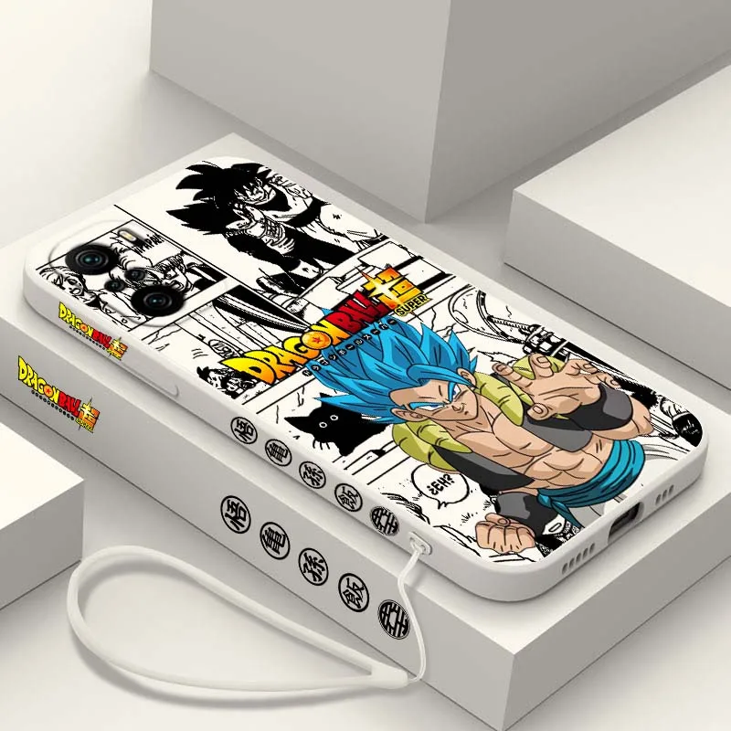 D-Dragon Ball Saiyan Anime Art Cover para Xiaomi Redmi Note 14 13 12 11 10 9 8 Pro Plus 4G 5G funda de teléfono con cuerda izquierda líquida - imagen 4