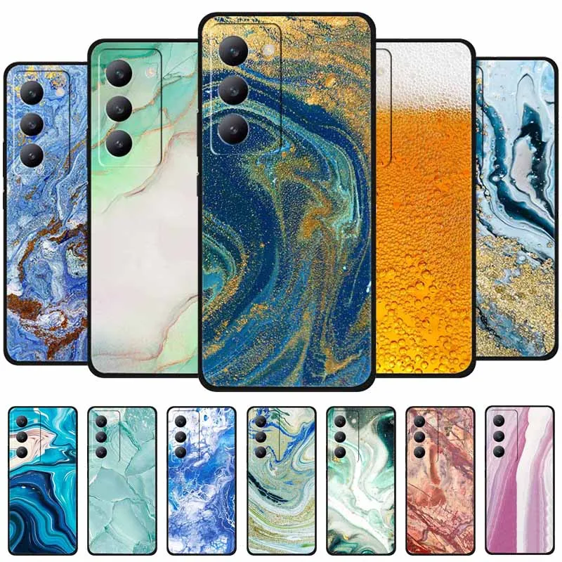Para Redmi 15 4G funda de teléfono de silicona suave pintada de Mica para Xiaomi Redmi15 4G parachoques TPU Coque cubierta texturizada de arena movediza dorada