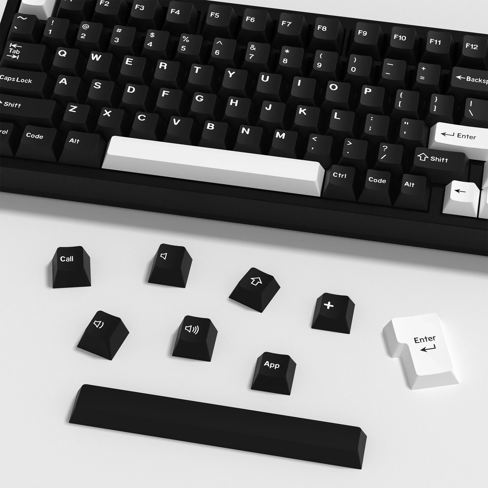 KBDiy-teclas Retro GMK WOB, perfil de cereza, teclas PBT de doble disparo en blanco y negro 7u para teclado mecánico para jugar, juego de teclas - imagen 4