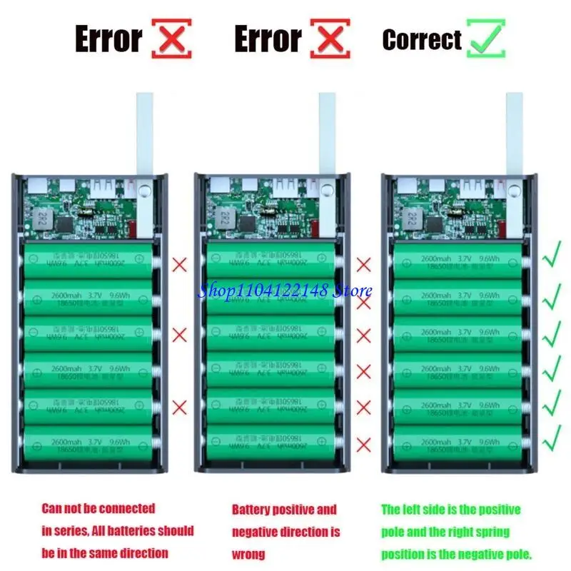 Banco energía P9FA 18650 para estuche, cargador inalámbrico carga teléfono móvil con USB Dual, batería - imagen 5