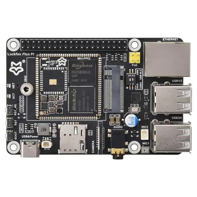 Luckfox Pico Pi A/B EMMC-8GB opción de micrófono WiFi6/4G RV1106 G2/G3 RAM 128/256MB Core1106 puerto de pantalla de Audio para SIM7600G-H-M.2 Rasp - imagen 2