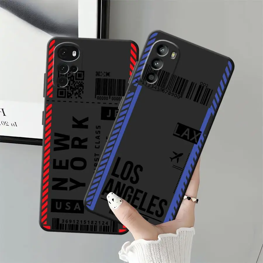 Funda de paso de embarque creativa para Motorola Mot G53 G30 G52 G32 G60 Edge 20 Pro 30 Lite G60s G50 G22 Edge40 G71 G51 G73 negro suave - imagen 2