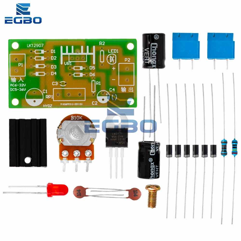 Kit de fuente de alimentación ajustable LM317, fuente de alimentación CC ajustable continua, piezas de entrenamiento de enseñanza DIY - imagen 2