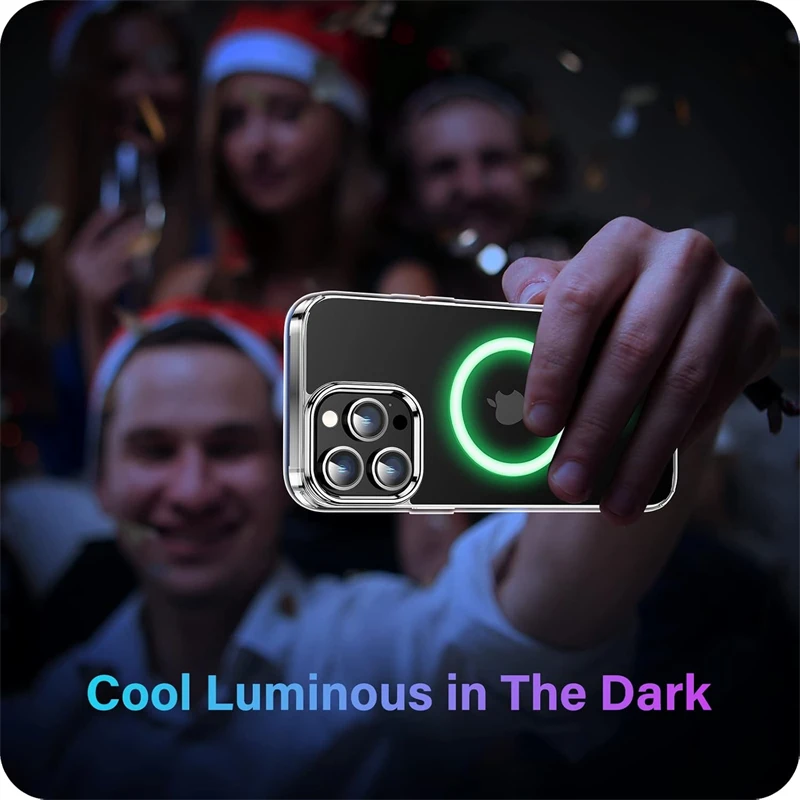 Funda rígida magnética mate luminosa con luz nocturna para Magsafe IPhone 16 15 14 13 12 11 Pro Max Plus 16Pro Mac accesorio de cubierta segura - imagen 2