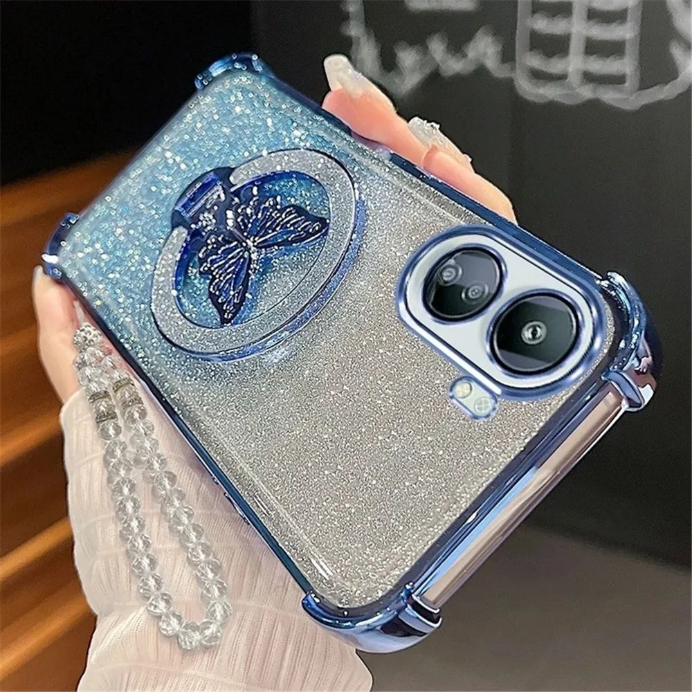 Funda de teléfono con pulsera de cristal y mariposa brillante para Xiaomi Redmi Note 14 Pro Plus 14S 4G 5G Note 15, funda de silicona suave a prueba de golpes - imagen 5