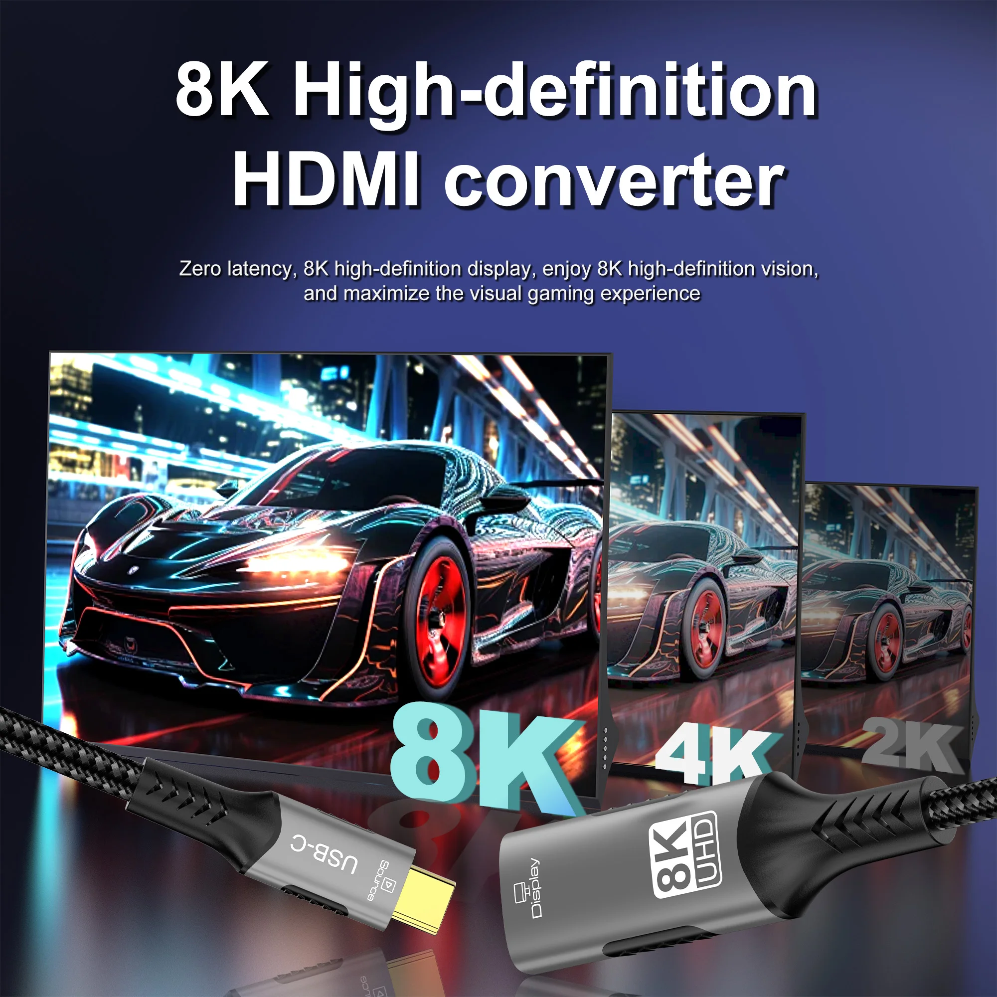 Adaptador FDBRO USB tipo C a HDMI 8K @ 60Hz convertidor USB C a HDMI para Xiaomi MacBook Pro Air iPad Pro Samsung Galaxy Cable HDMI - imagen 4