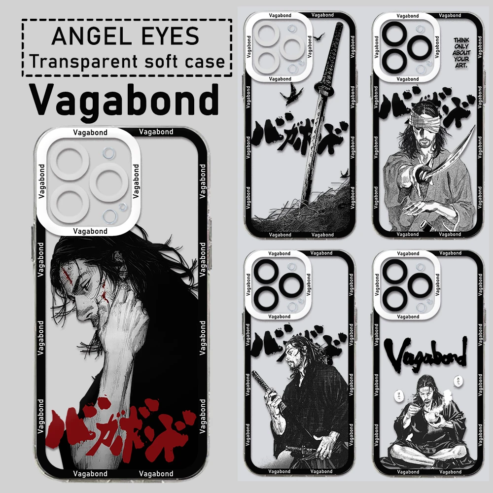 Funda de teléfono Vagabond Manga Miyamoto, cubierta transparente para Xiaomi Redmi Note 13, 12C, 11, 10C, 13C, 10s, 9, 9s, 9A, 9T, 9C, 8, 7 Pro Max, 4G, 5G