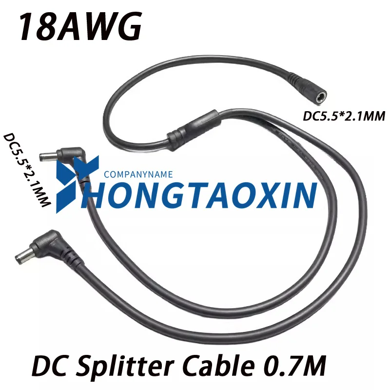 Adaptador divisor de alimentación de 1 hembra a 2 vías macho en ángulo, Cable de enchufe conector de 5,5mm x 2,1mm, 12v para enrutador de tira Led de cámara Cctv