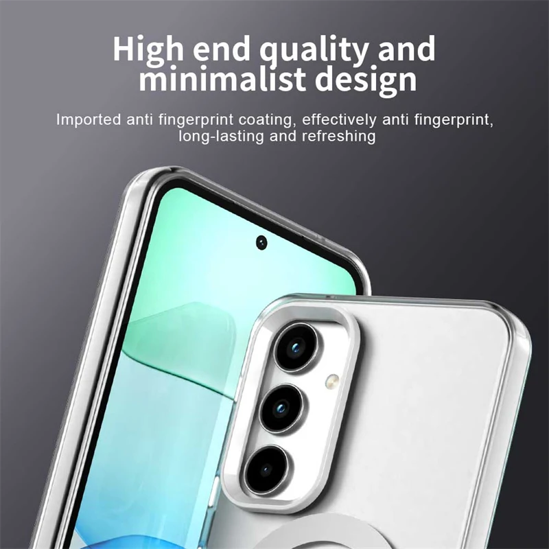 Funda de teléfono mate magnética para Samsung Galaxy A55 5G, Funda trasera con carga inalámbrica para Samsung A15 A25, sensación de piel, Funda чехол - imagen 5