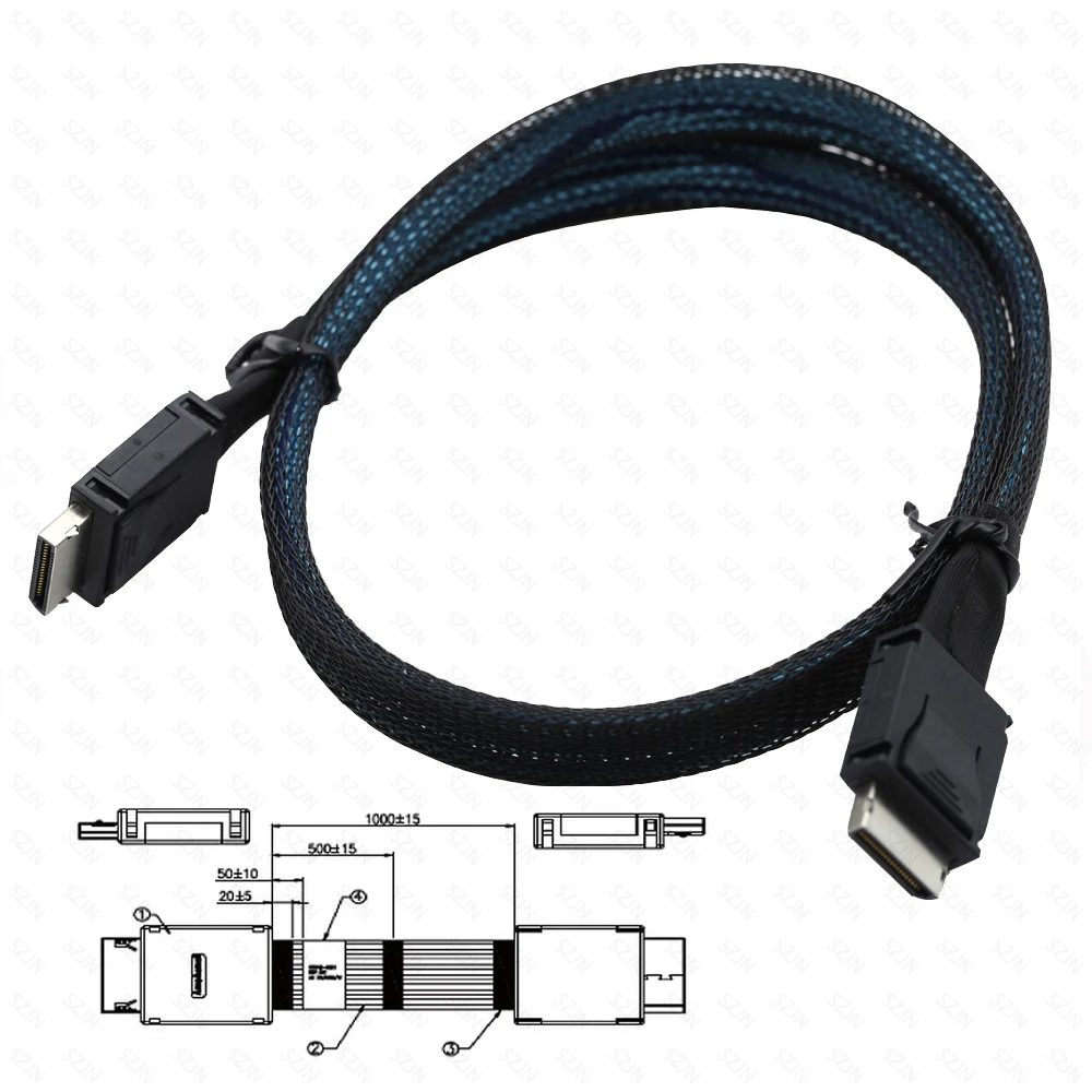 PCIe Oculink SFF-8611 4I a SFF-8611 4I Mini SAS HD Cable 50-200cm de longitud Cable de transferencia de datos de alta velocidad para servidores/almacenamiento