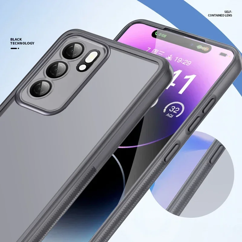 Funda de teléfono con película de lente acrílica de lujo para OPPO Reno6 Reno 6 Pro, Fundas 6Pro 5G, silicona suave, borde antideslizante, cubierta trasera a prueba de golpes - imagen 4