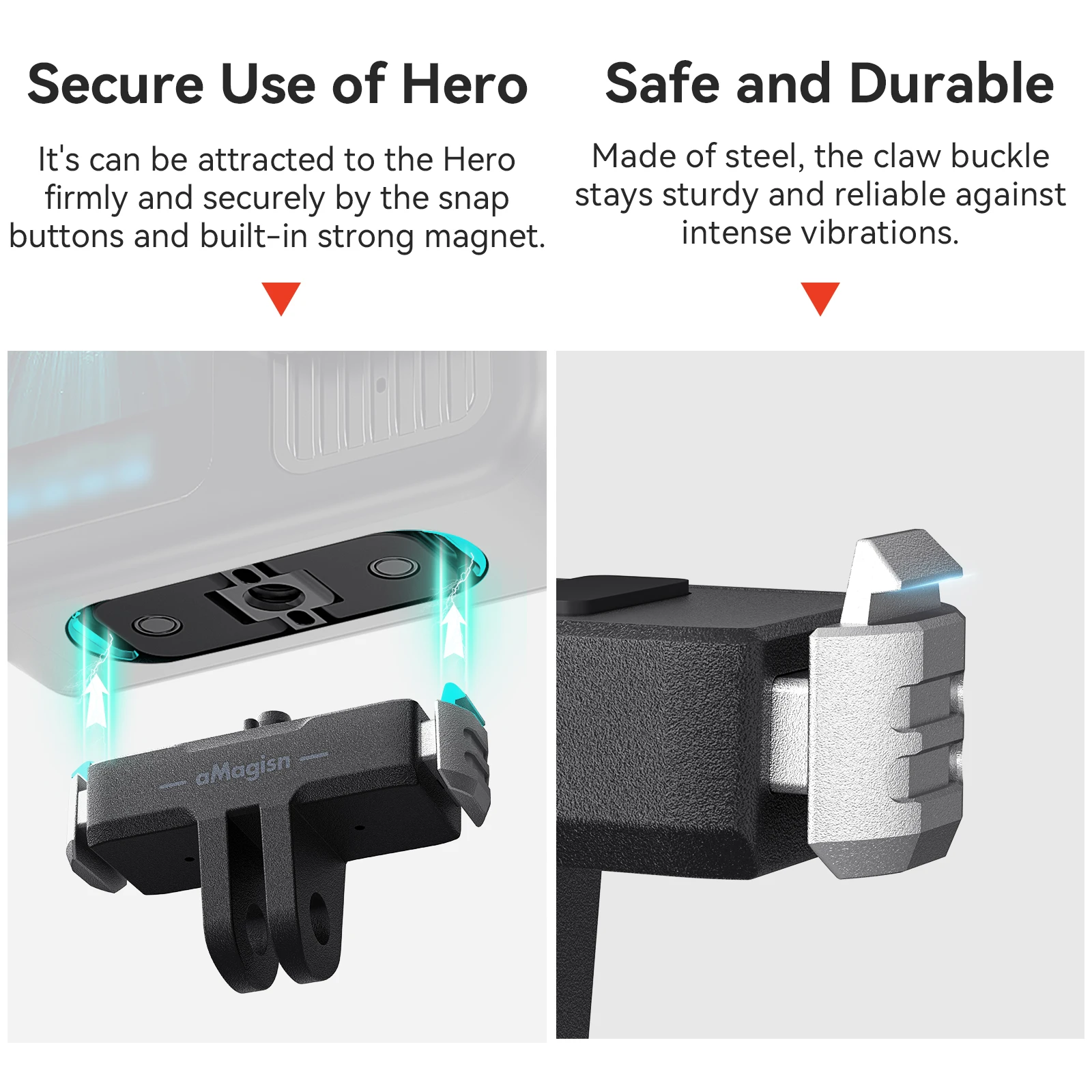 Base magnética de liberación rápida para GoPro Hero 13, adaptador de montaje de extensión de plástico, soporte para Go Pro Hero 13, accesorio negro - imagen 4