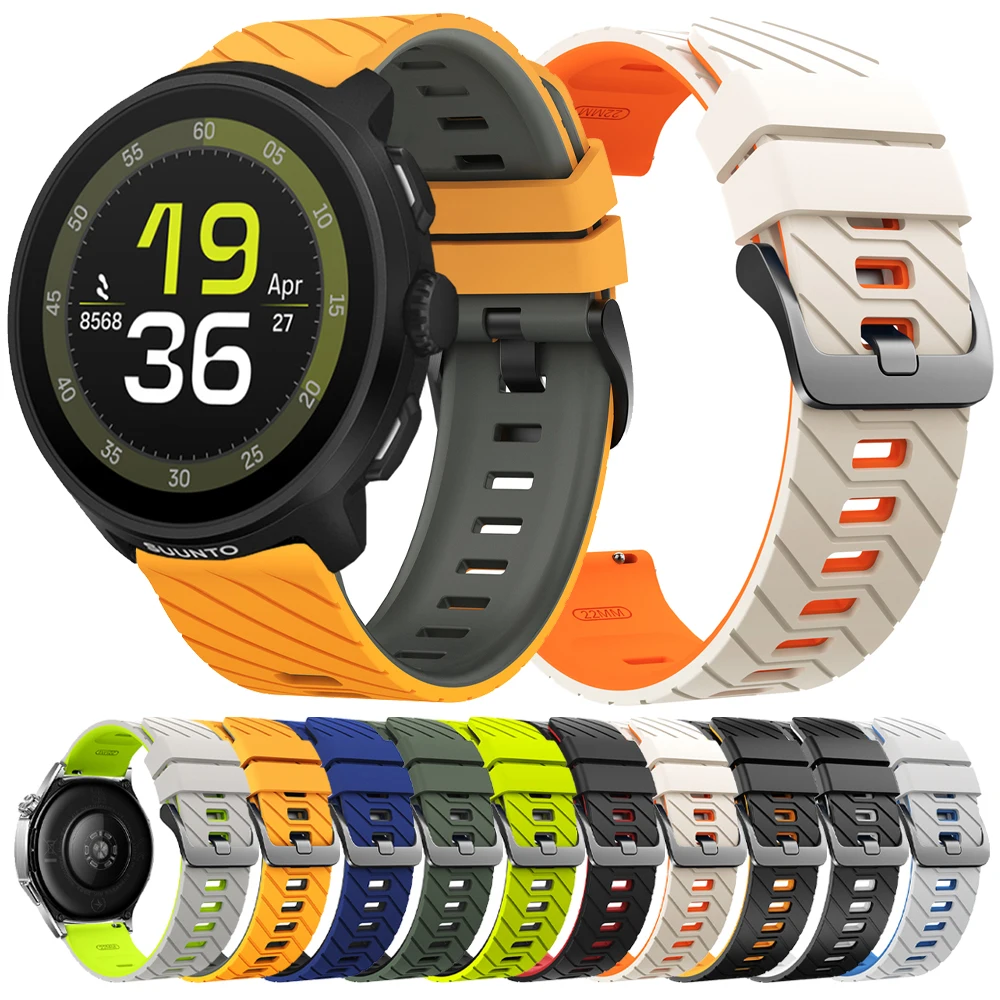 Correa de silicona para pulseras SUUNTO RUN para SUUNTO OCEAN/VERTICAL/9 PEAK PRO DLC/5 PEAK/RACE S, repuesto de correa de reloj suave de 22mm