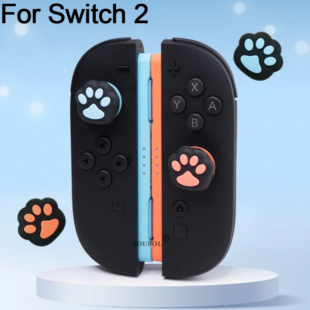 4 unids/set para Switch 2 empuñaduras de silicona para pulgar tapas de Joystick de pata de gato para NS Switch 2 JoyCon cubierta protectora antideslizante Dropshipping - imagen 2