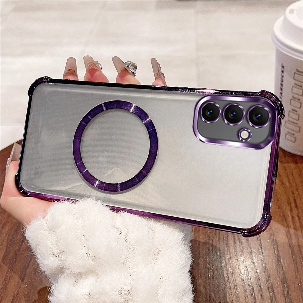 Funda de teléfono magnética chapada de lujo a prueba de golpes para Samsung A51 A31 A21S A50 A20 A30 A70 A71 A11 M56 funda de silicona suave transparente - imagen 2