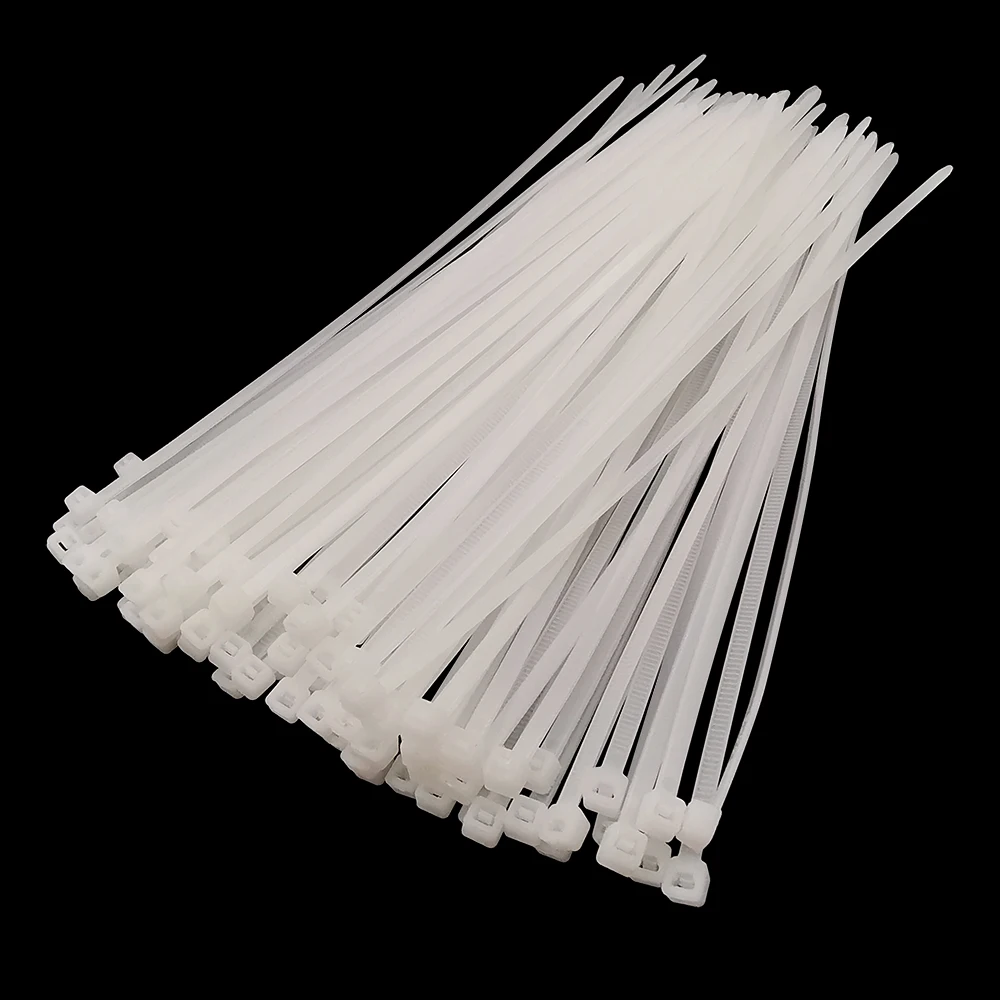 Bridas de plástico de nailon con autosujeción para cables, bridas blancas de 3x60-5x300mm, tamaño surtido, Kabelbinder para interiores y exteriores, 100 unids/lote