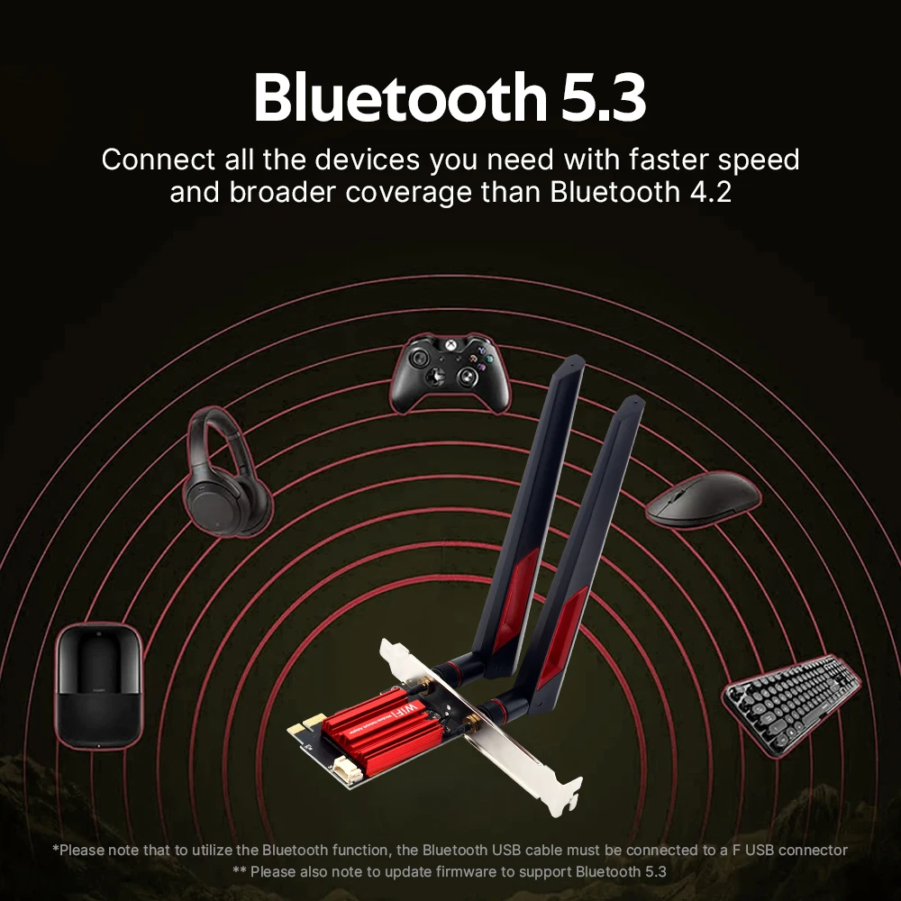 Adaptador PCIE inalámbrico WiFi 6E AX210 5374Mbps, triple banda 2,4G/5G/6Ghz para tarjeta de red Bluetooth 5,3 para PC, Windows 10/11 - imagen 3