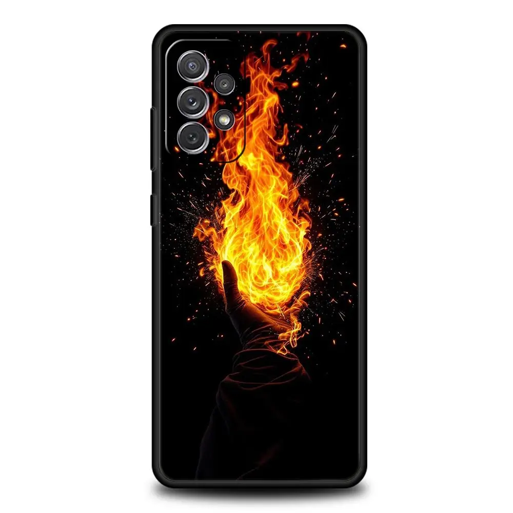 Funda de teléfono con patrón de llama para Samsung A51 A71 A21S A17 A11 A15 A25 A31 A41 A23 A33 A53 A73 A07 A03S A05S A13 A35 A55 5G - imagen 3