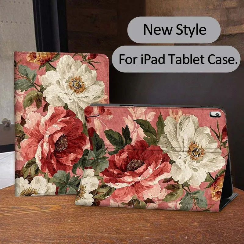 Diseño Vintage de flor de rosa para iPad Pro Air Mini 1, 2, 3, 4, 5, 6, 7, 7, 8, 9, 10, 11, 9,2, 9,7, 10,5, 10,9, 11, 12,9, funda para tableta - imagen 4