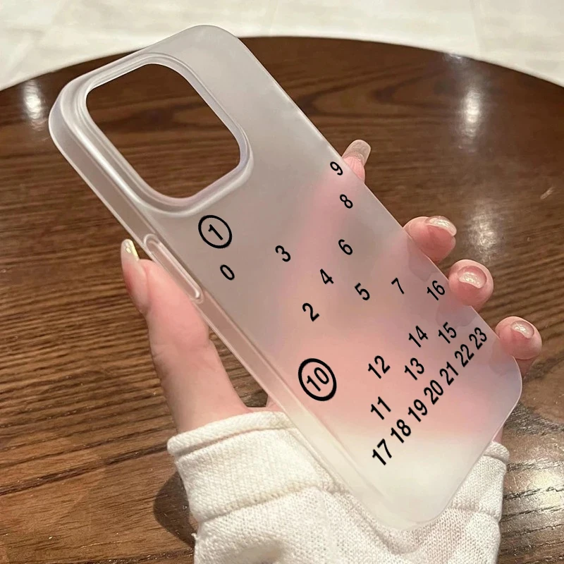 Funda de teléfono translúcida mate con estampado de números para iPhone 17 16 15 14 Pro Max 13 12 11 XS X XR 7 8 Plus 17 Air, funda suave a prueba de golpes - imagen 3